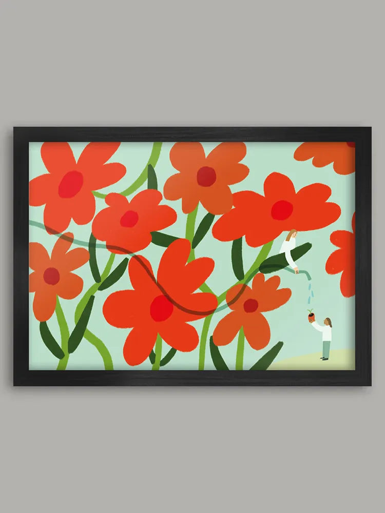Watering The Flowers Print