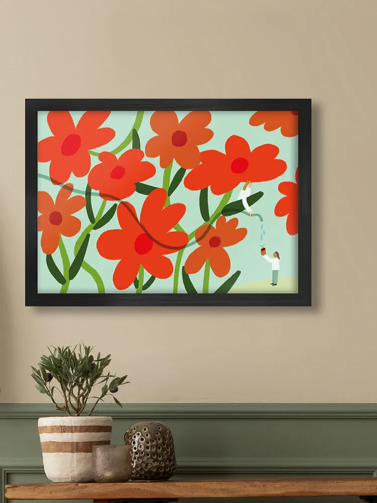Watering The Flowers Print