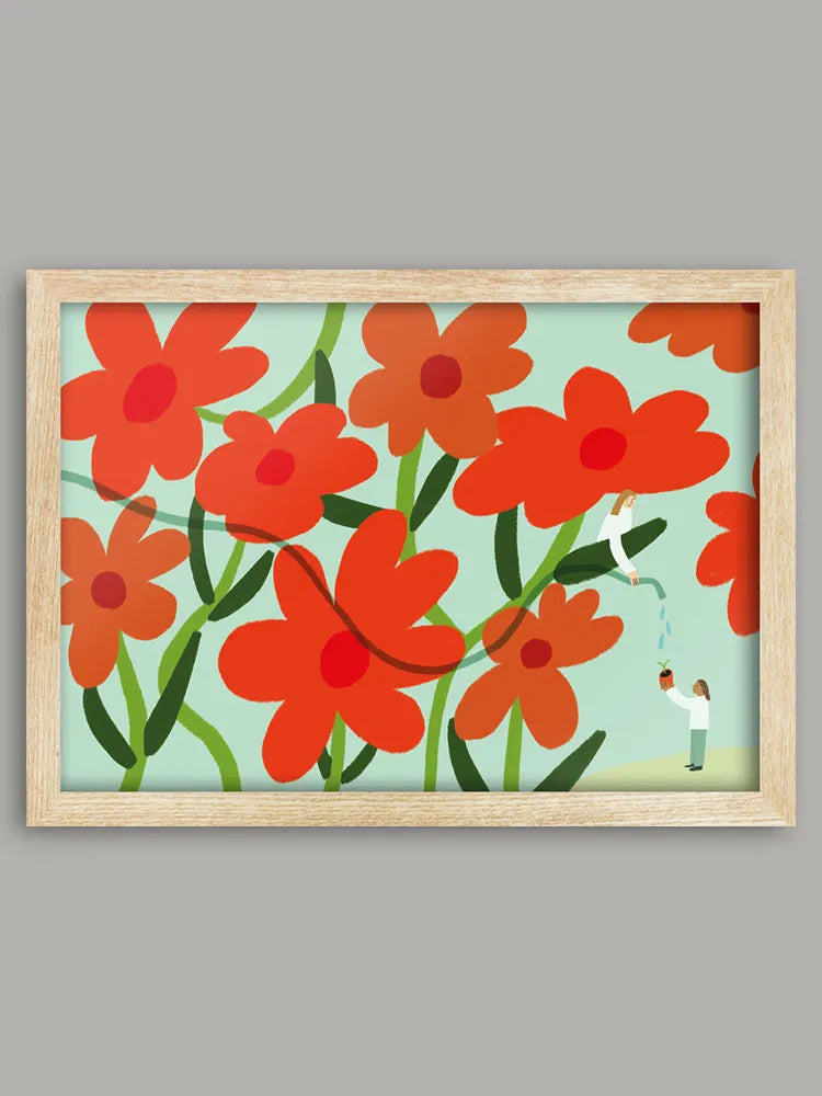 Watering The Flowers Print