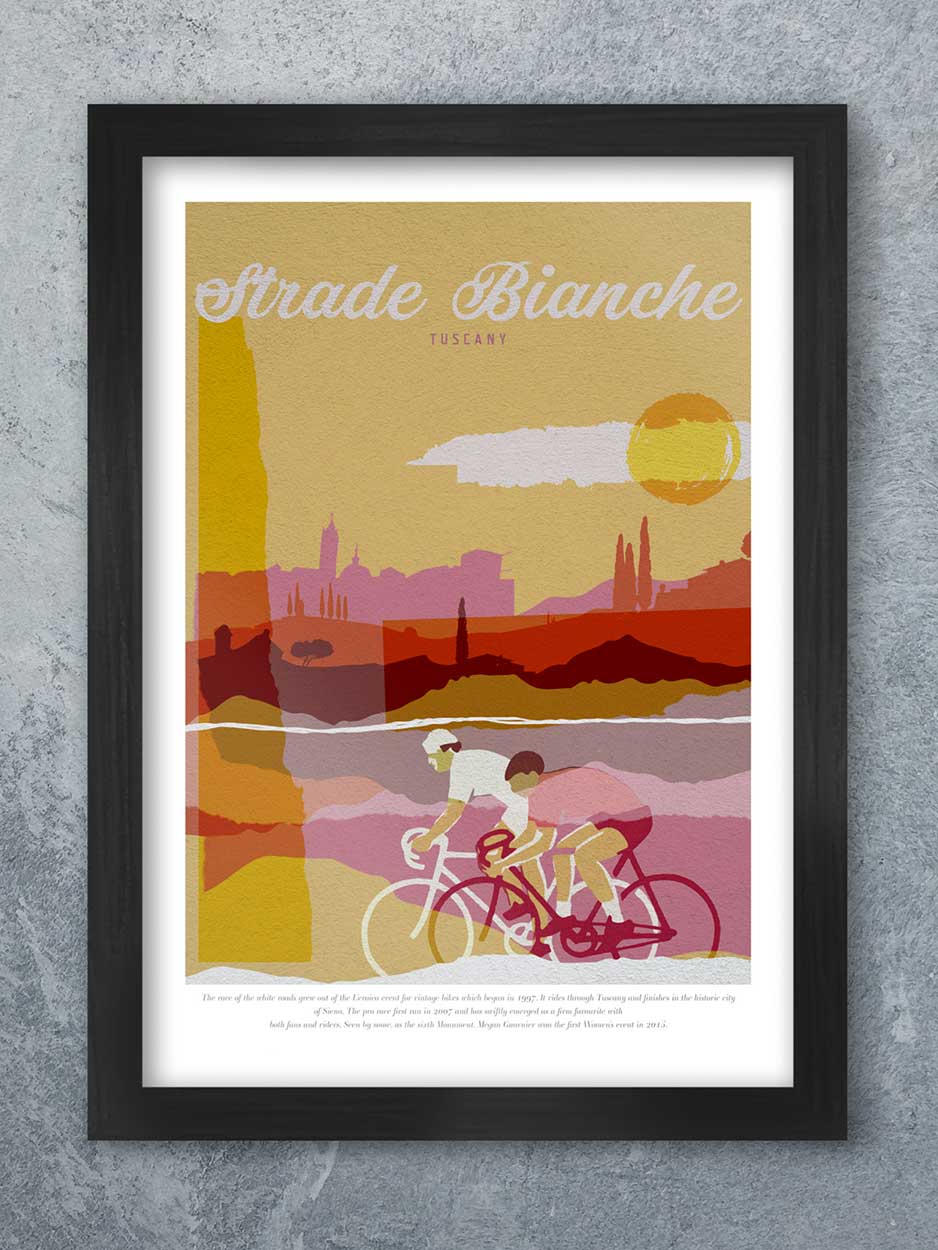 White Roads Strade Bianche - Cycling Print