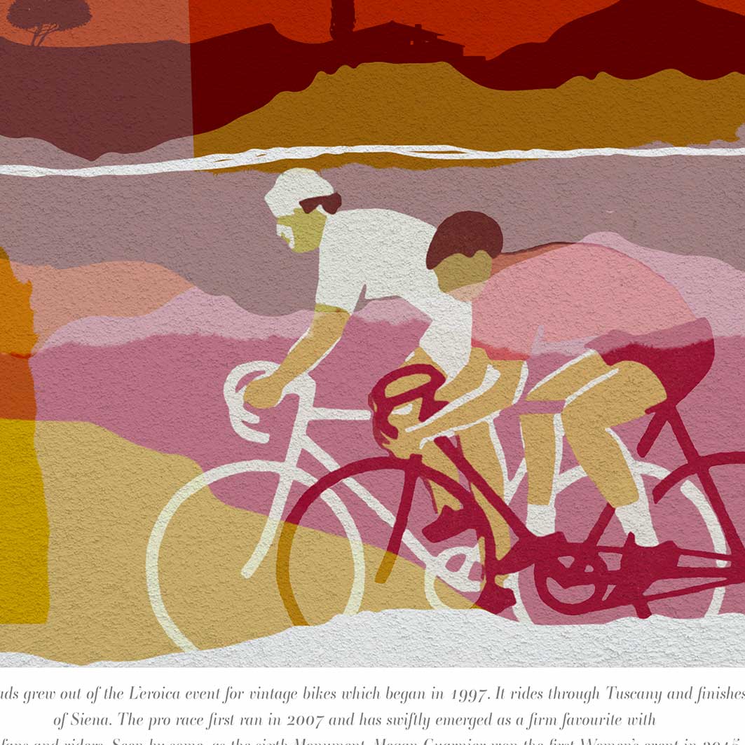 White Roads Strade Bianche - Cycling Print