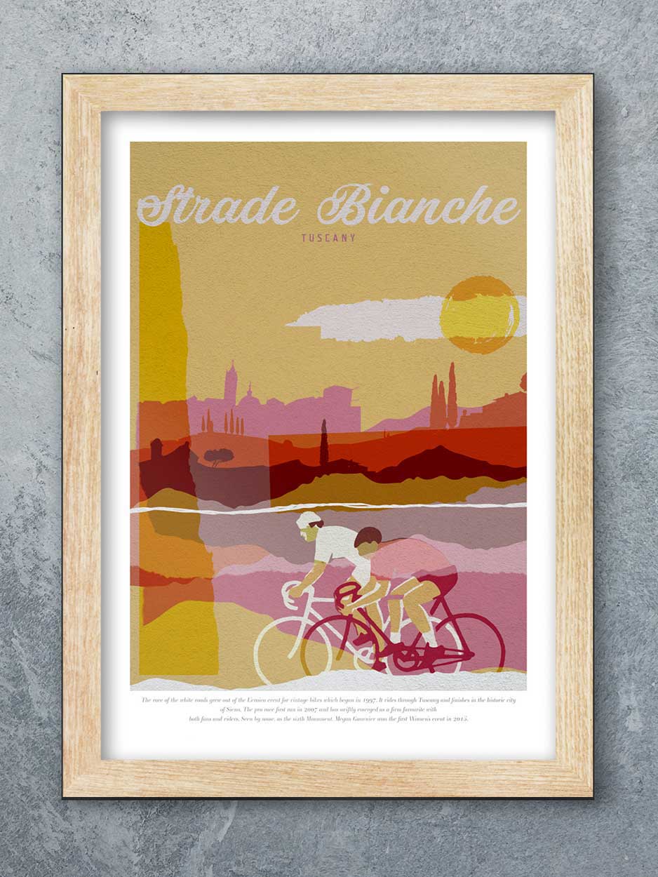 White Roads Strade Bianche - Cycling Print
