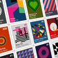 1990 music poster. 16 singles given a modernist style