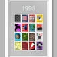 1995 music poster featuring Blur and Oasis - modernist style