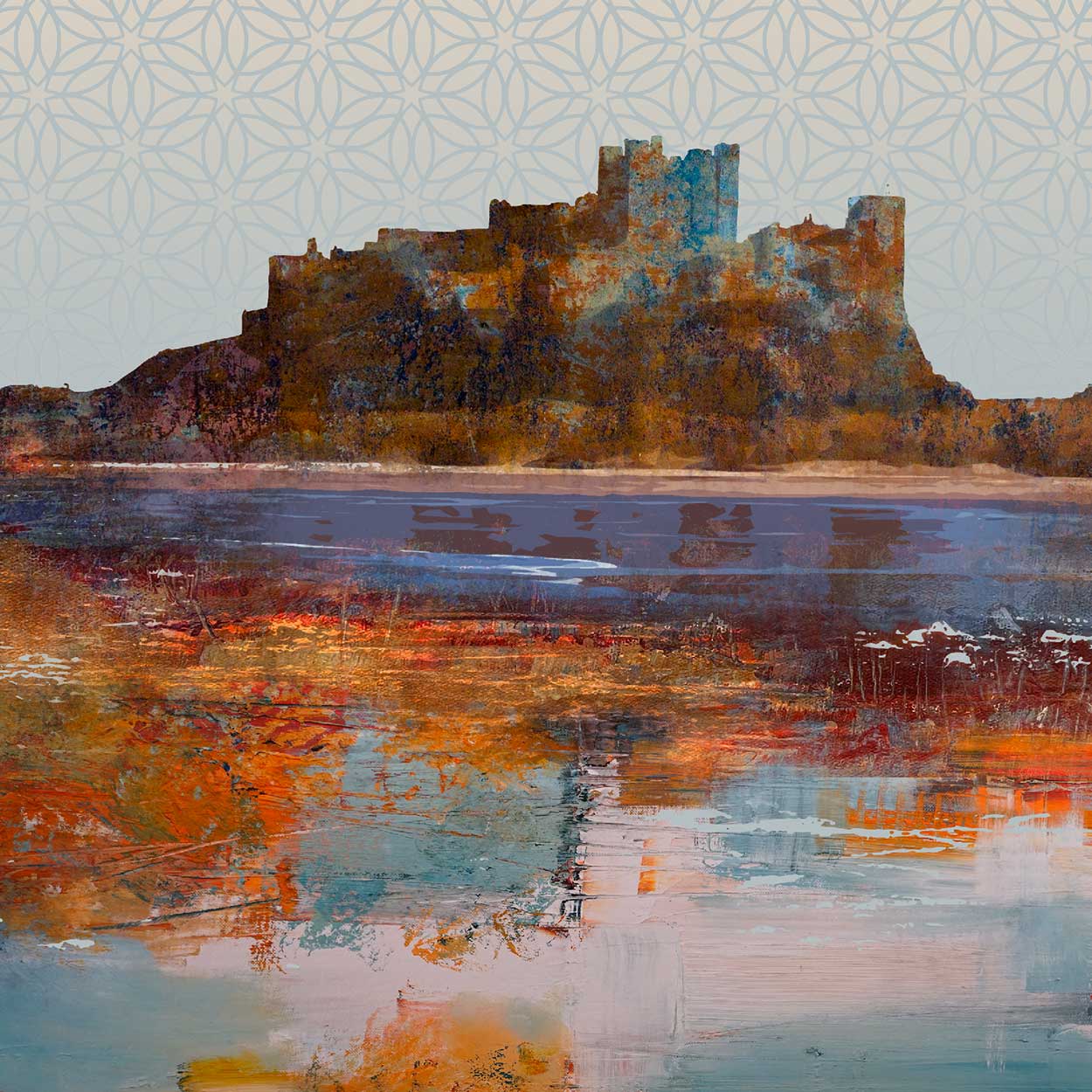 Bamburgh Castle abstract print, Northumberland coast