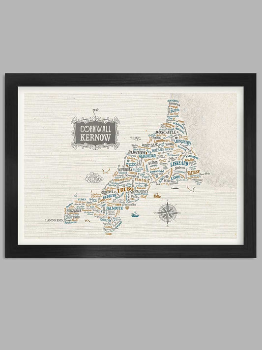 Map of Cornwall - Poster print