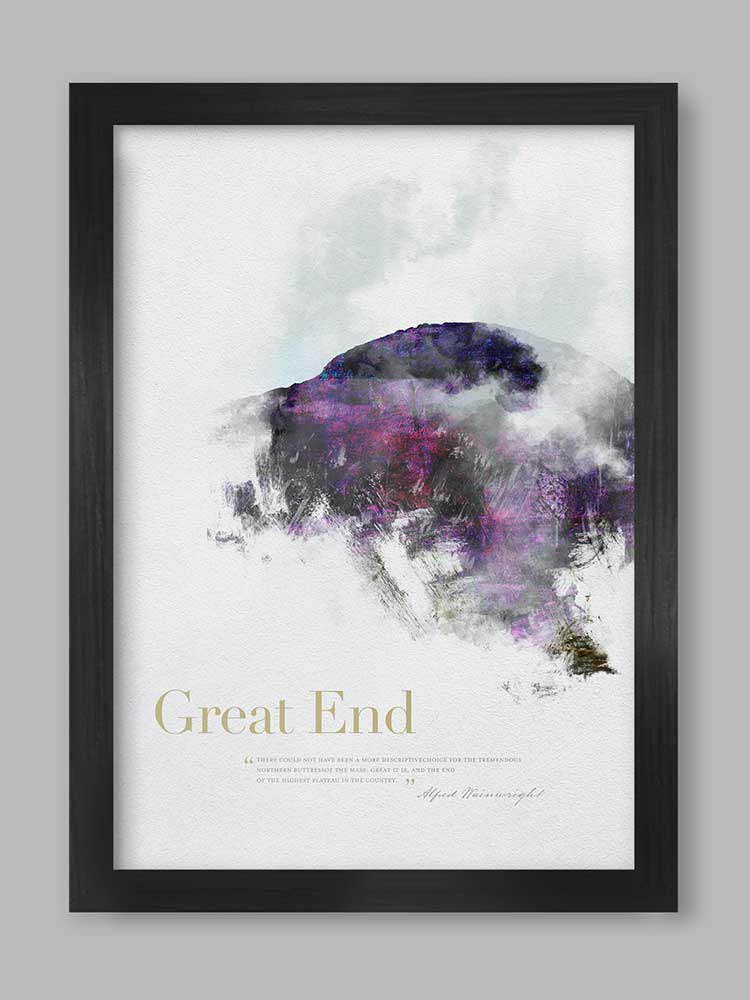 Great End in Wainwright's Words - Lake District Poster Print
