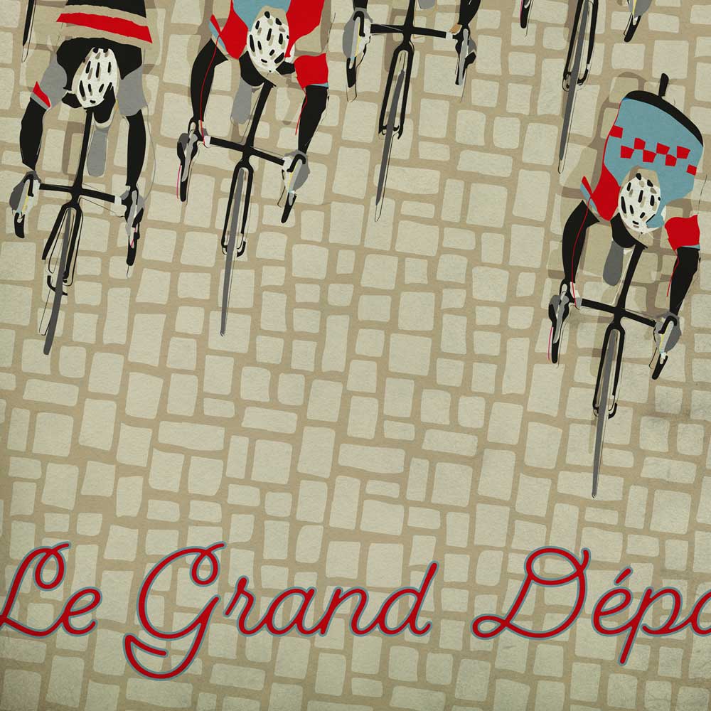 Retro styled cycling print. A cobbled classic
