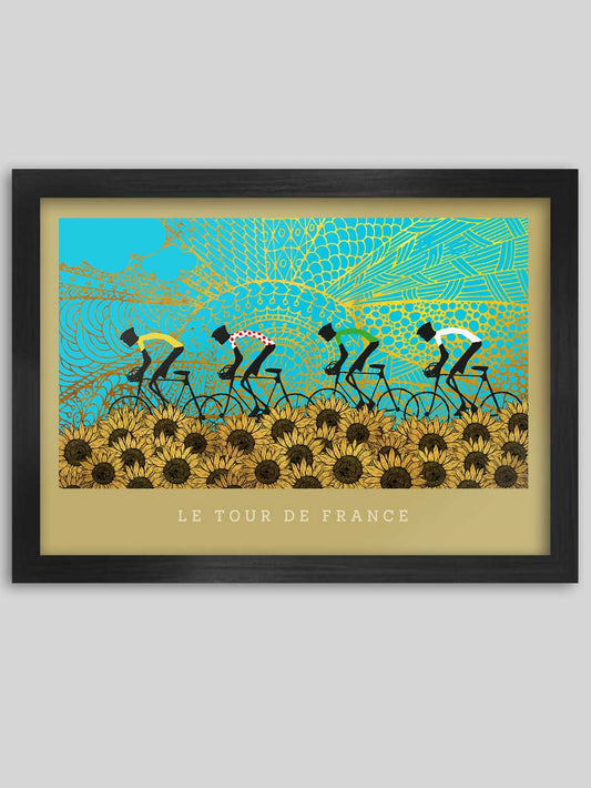 Tour de France Sunflowers Cycling Poster Print