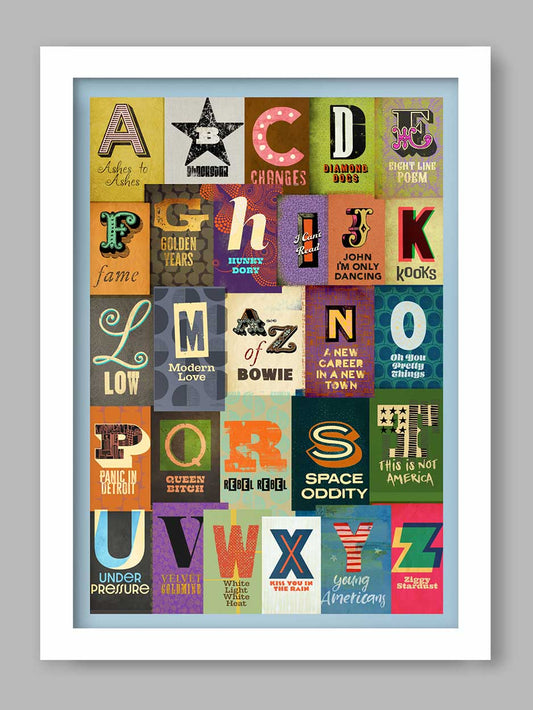 A-Z of Bowie - David Bowie alphabet of songs Music Poster Print