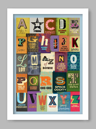 A-Z of Bowie - David Bowie alphabet of songs Music Poster Print