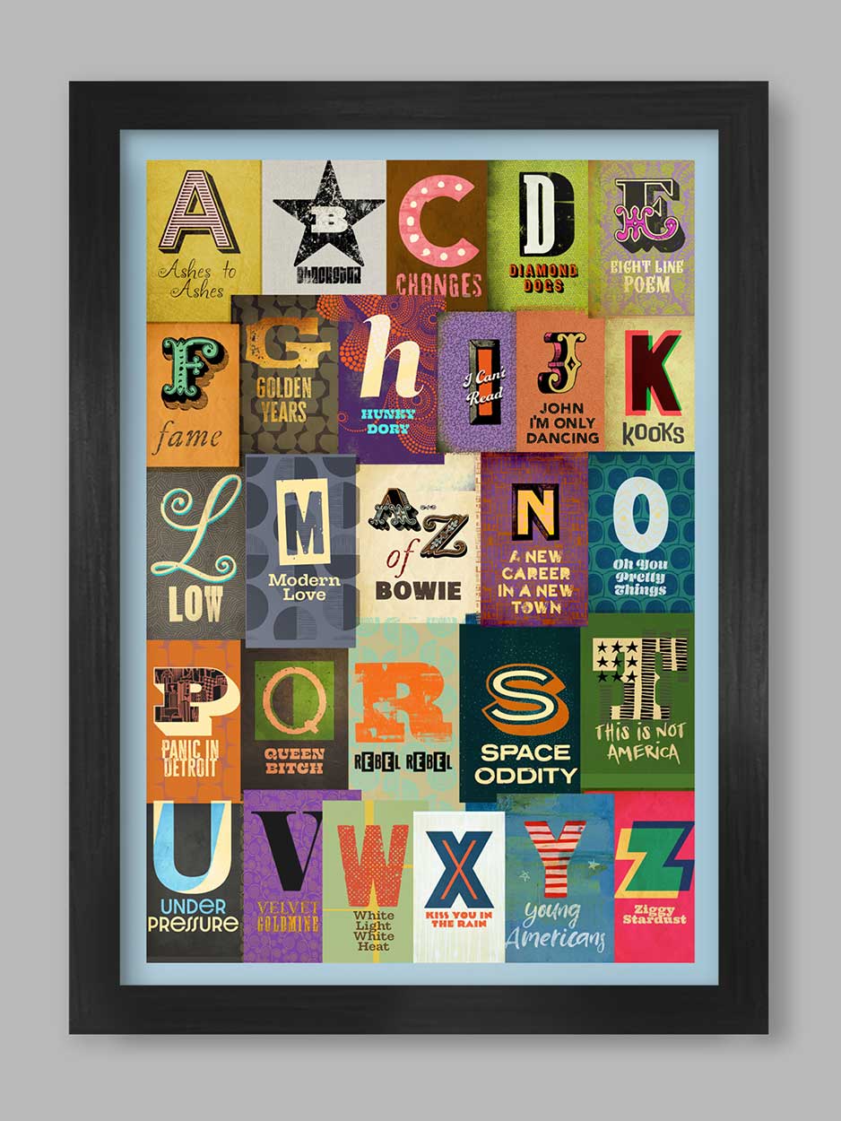 A-Z of Bowie - David Bowie songs Music Poster Print
