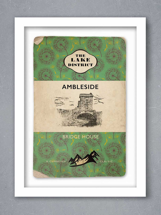 Ambleside retro style poster. Penguin book jacket themed 