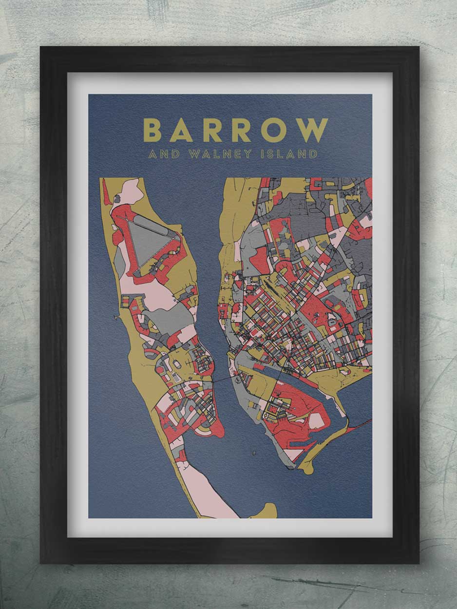 Barrow in furness street map poster