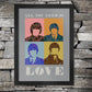 Beatles All You Need is Love in silver/grey. The Fab Four, John, Paul, George and Ringo in pop art style.