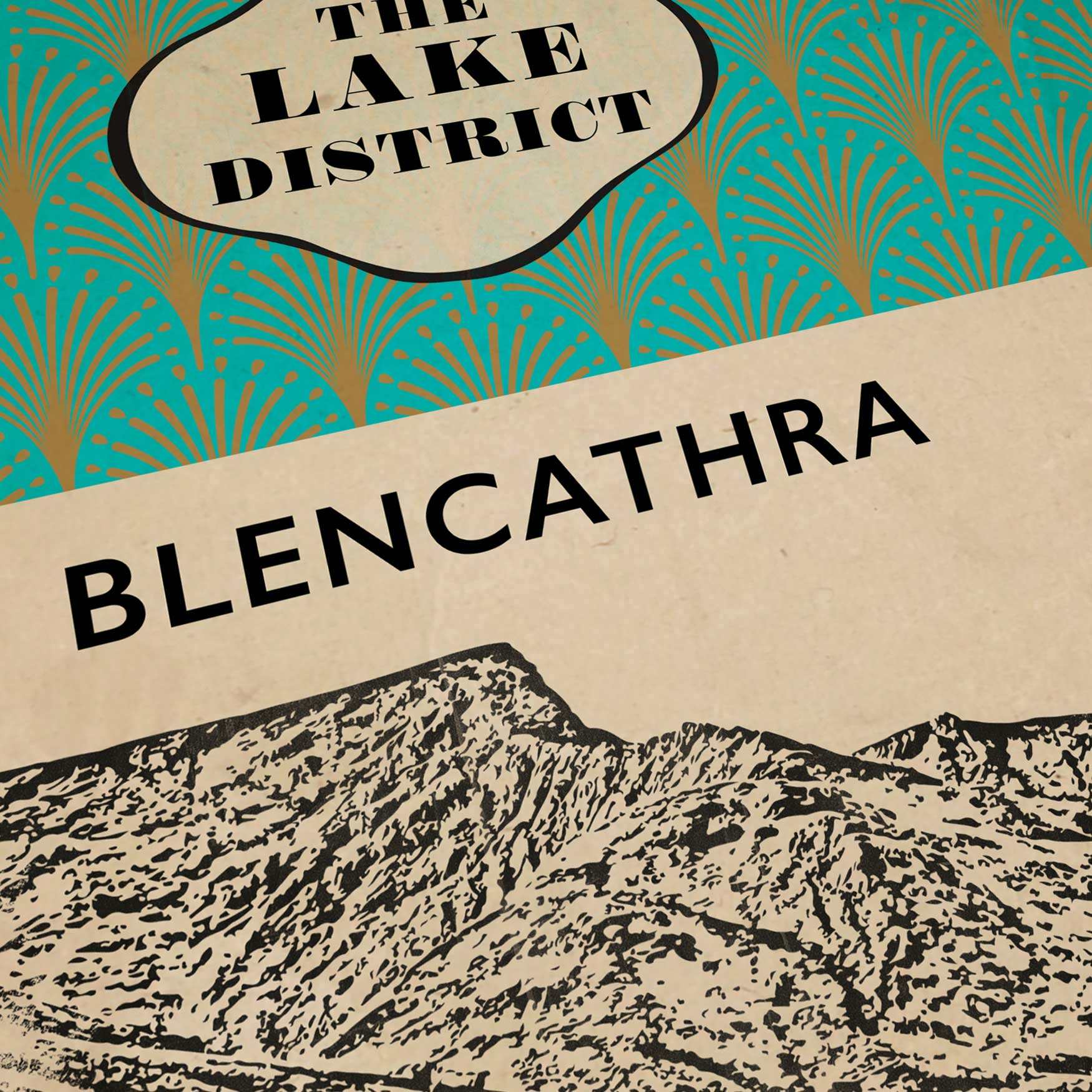 blencathra lake district fell vintage style poster print book jacket style