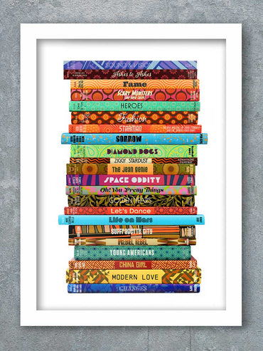 David Bowie song titles music book style print