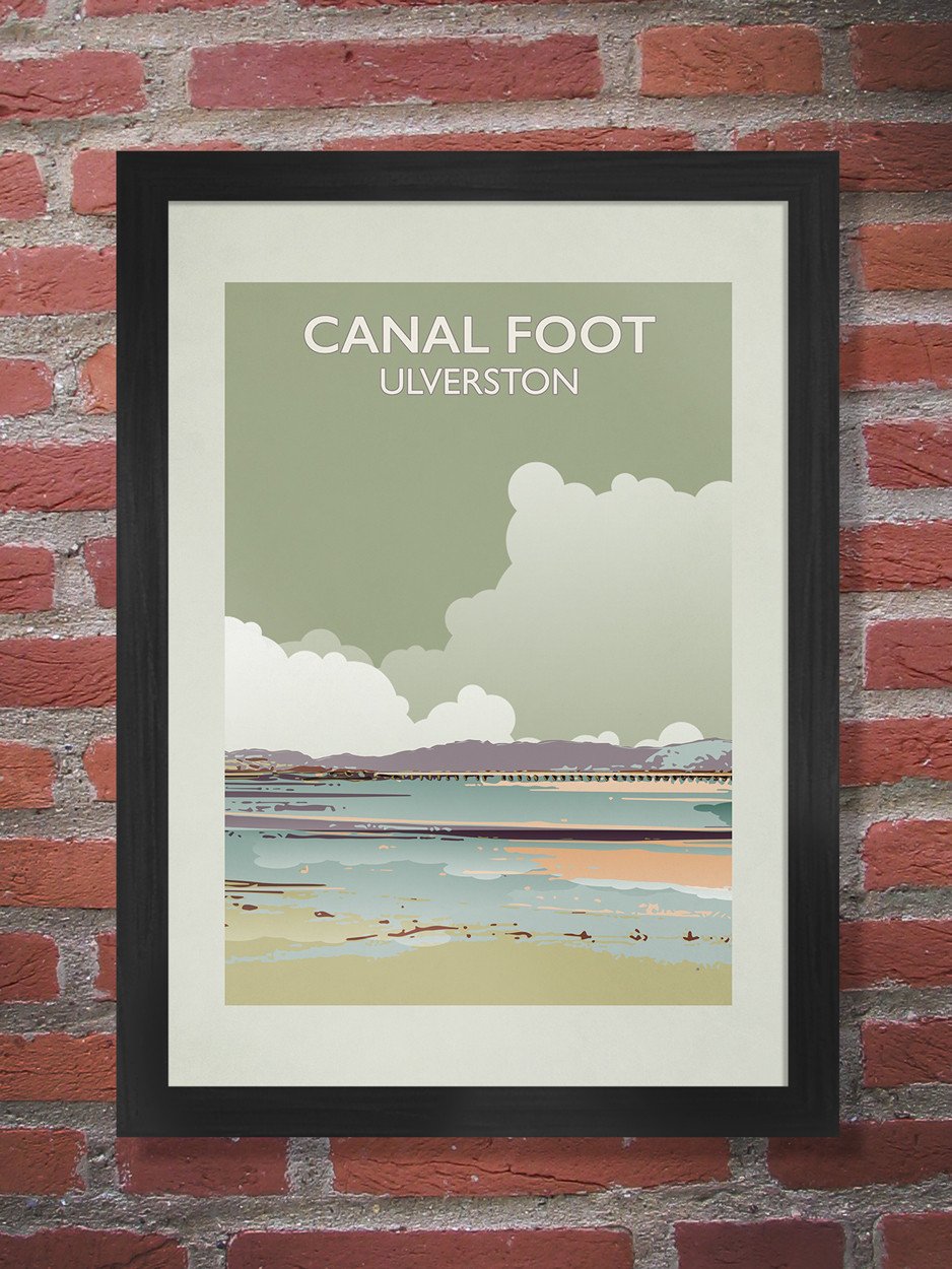 Canal Foot - Ulverston Poster Print. Looking out to the Morecambe Bay and the Leven Estuary 