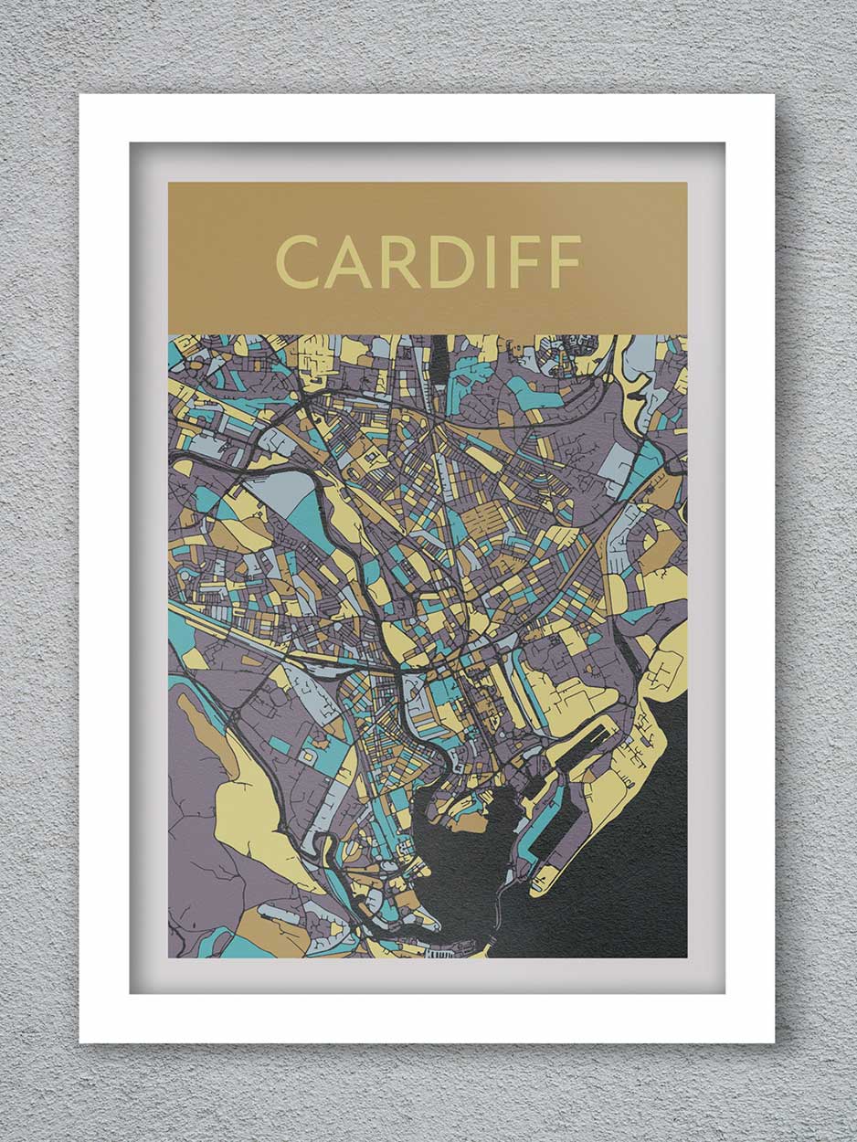 Cardiff map poster