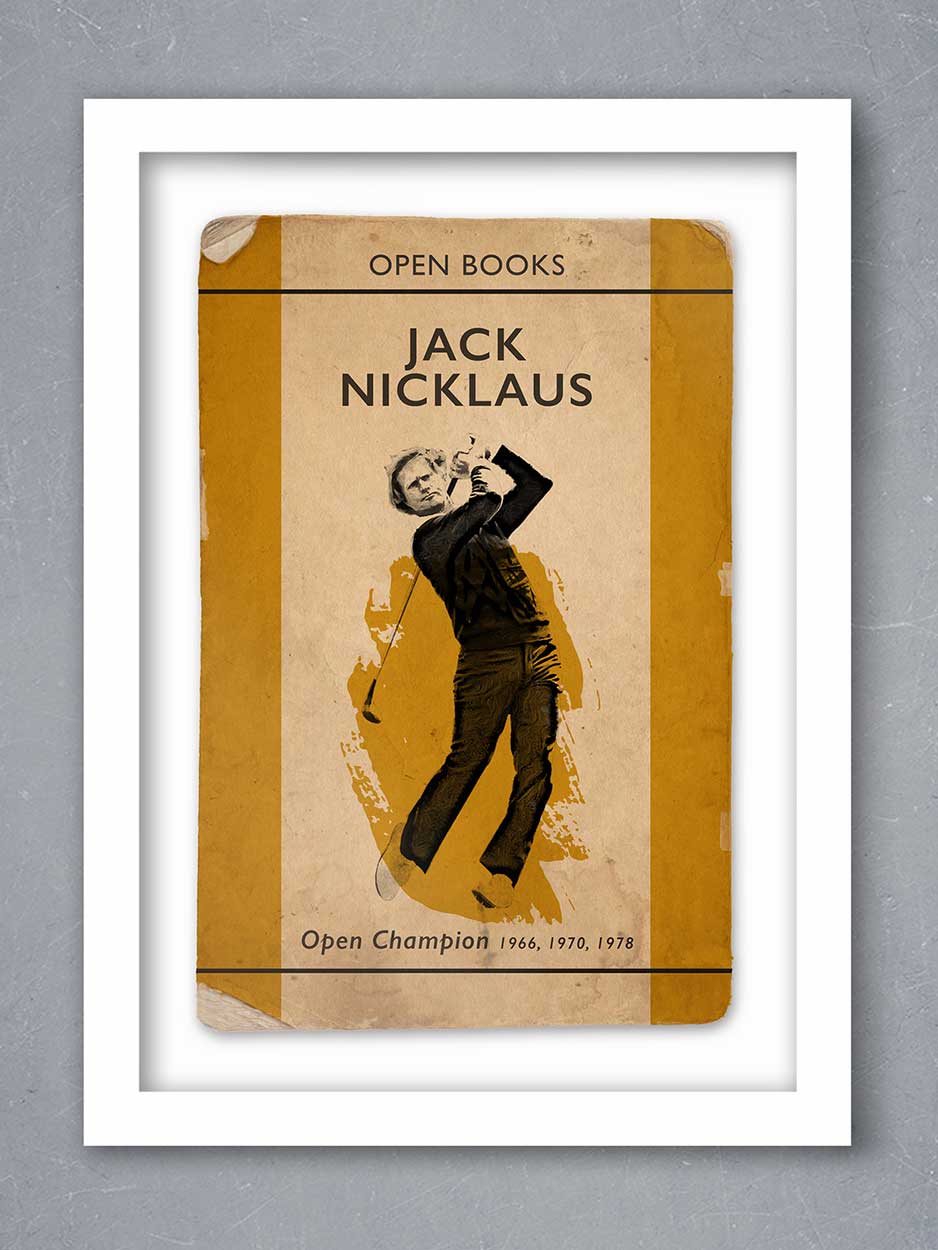 Retro style golf poster print of jack Nicklaus