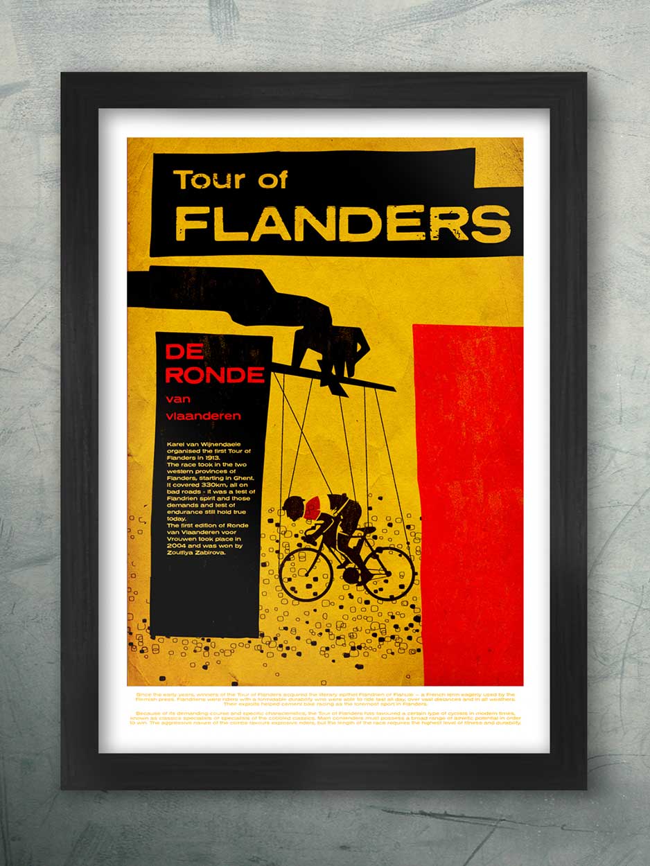 tour of flanders retro style cycling poster print
