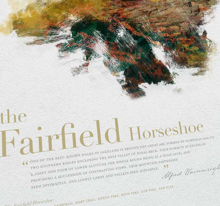 Fairfield Horseshoe poster print. Wainwright fells