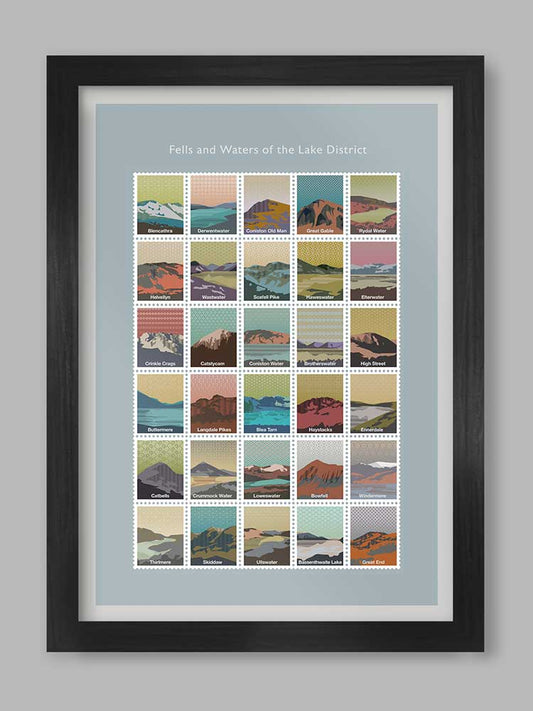 Fells and Waters of The Lake District Poster Print - Contemporary Lake District Art