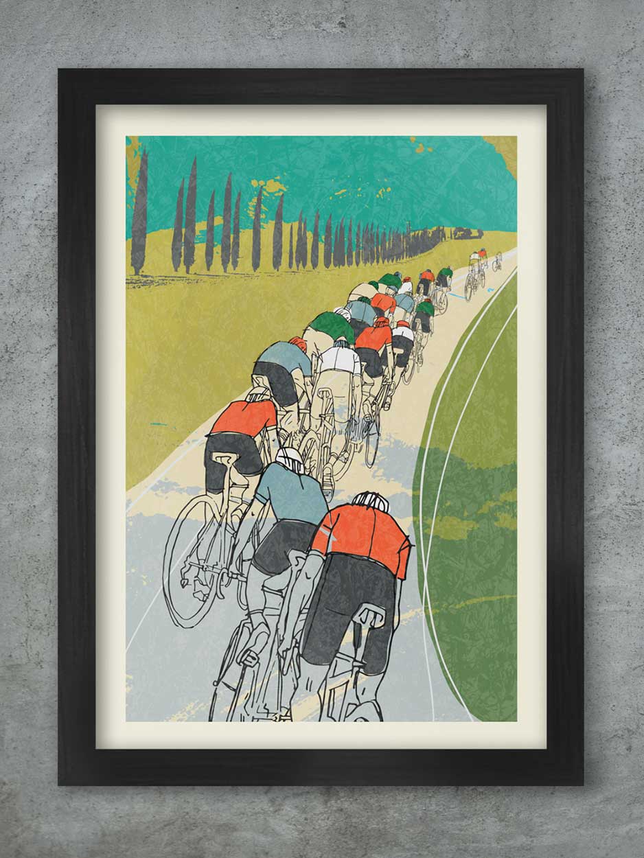 Retro style cycling print