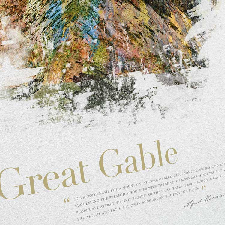 Great Gable lake District poster print. Wainwright fell