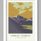 Great Gable Western Fells Poster Print. Lake District poster