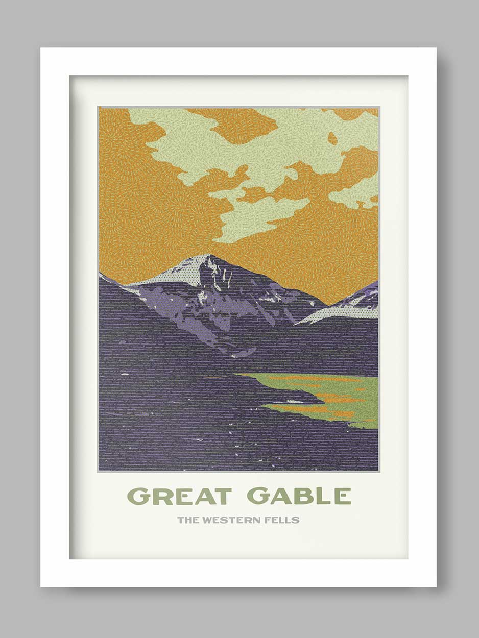 Great Gable Western Fells Poster Print. Lake District poster