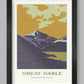 Great Gable Western Fells Poster Print. Lake District poster