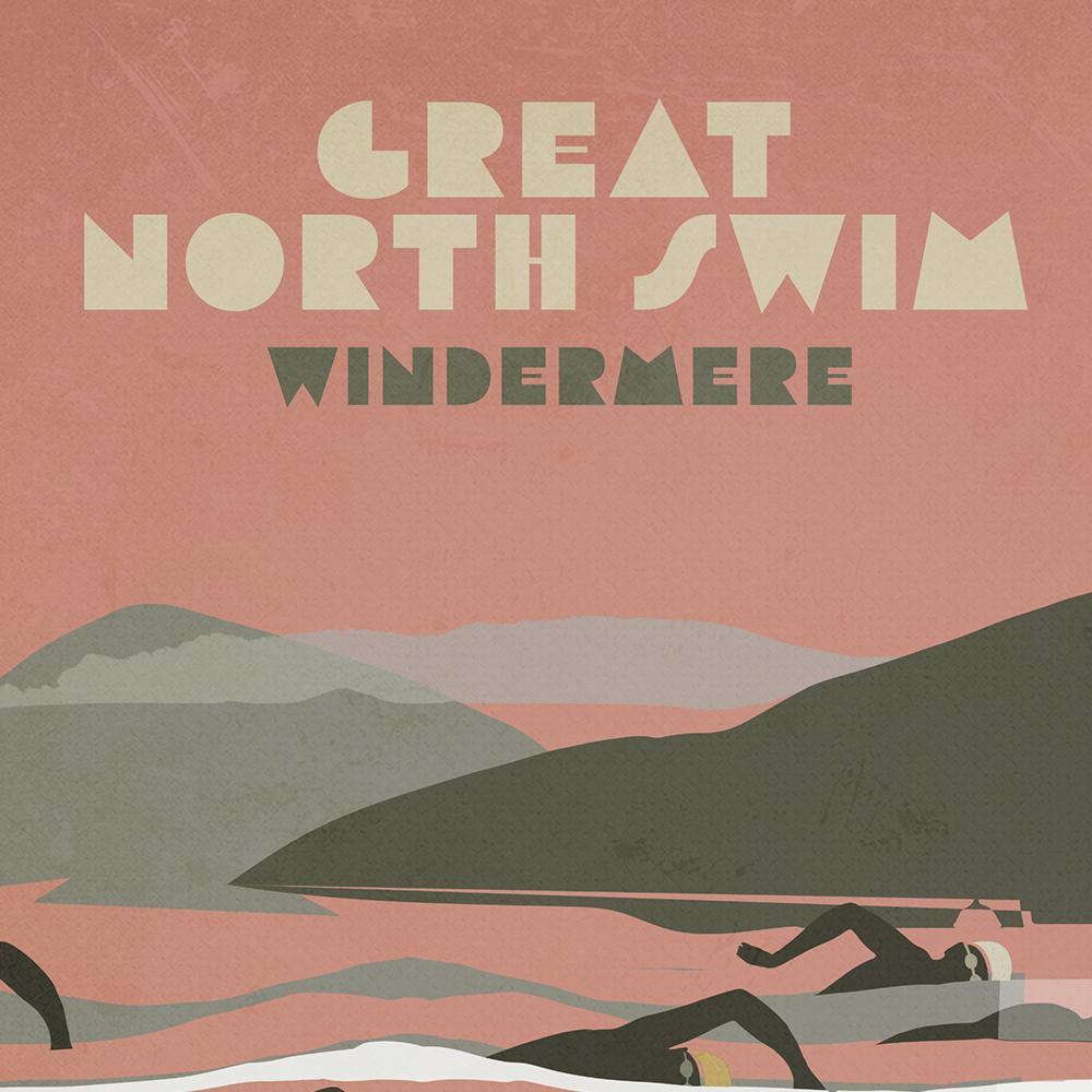Great North Swim - Windermere. Poster celebrating the great open water event in The Lake District.