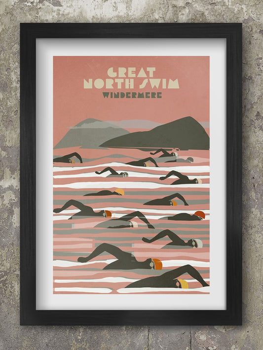 Great North Swim - Windermere. Poster celebrating the great open water event in The Lake District.