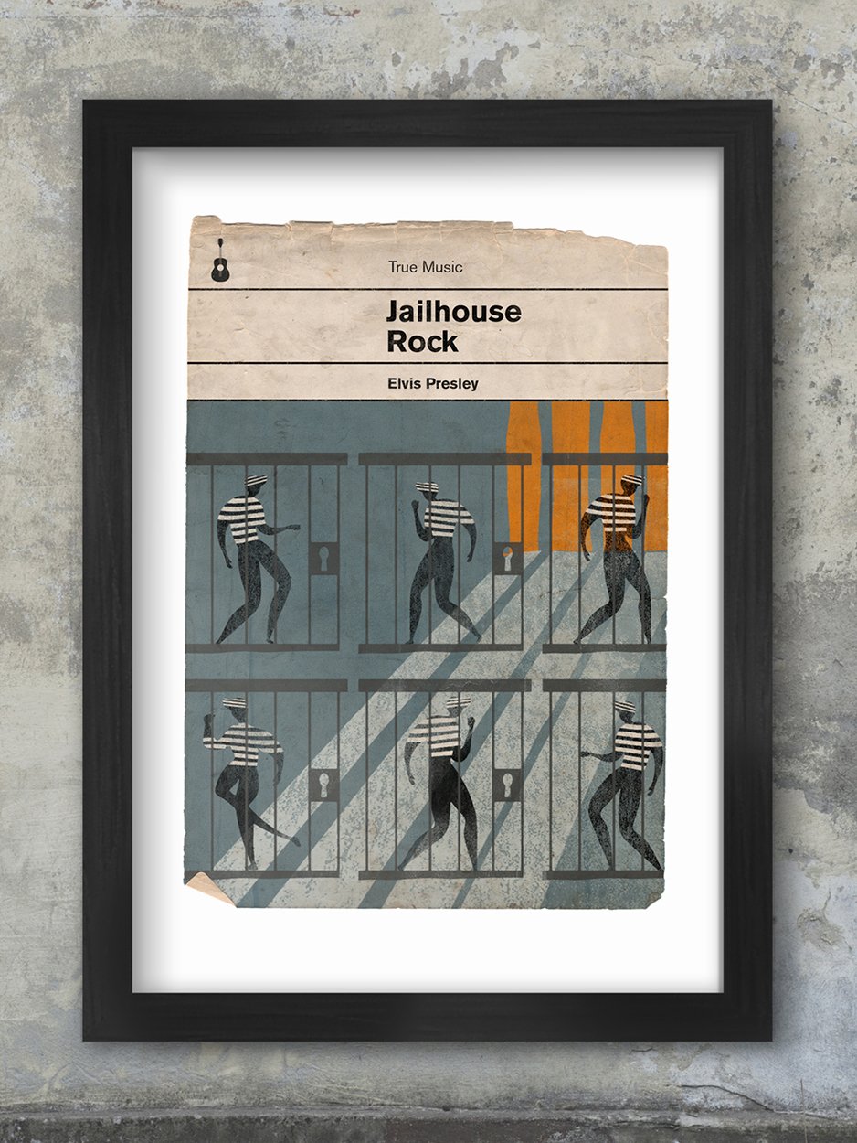 Jailhouse Rock - Elvis Book Jacket Print. Inspired by the old retro Penguin book covers