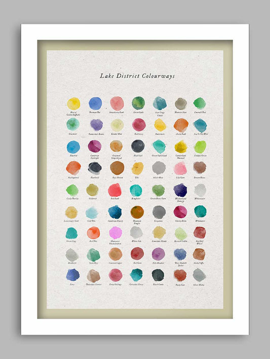 Lake District Colourways. Colours of the Lake District. Colour palette poster of The Lake District