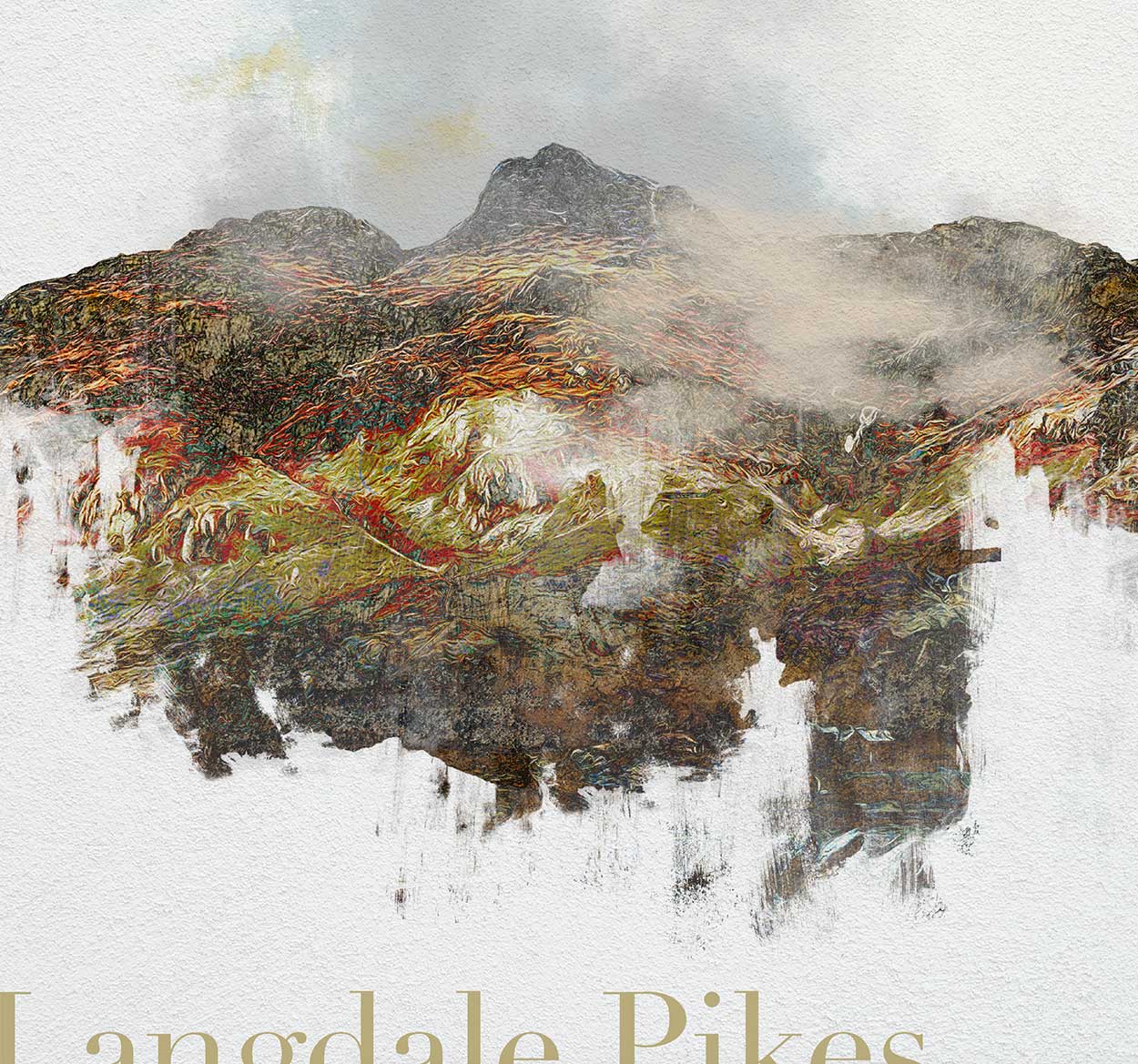 Langdale Pikes Lake District poster print