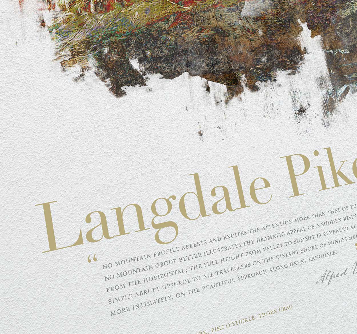 Langdale Pikes Lake District poster print abstract style art