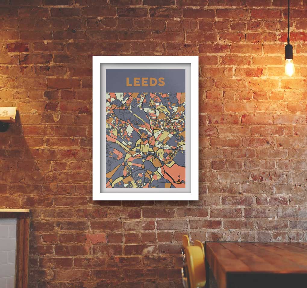 Colourful poster map of Leeds