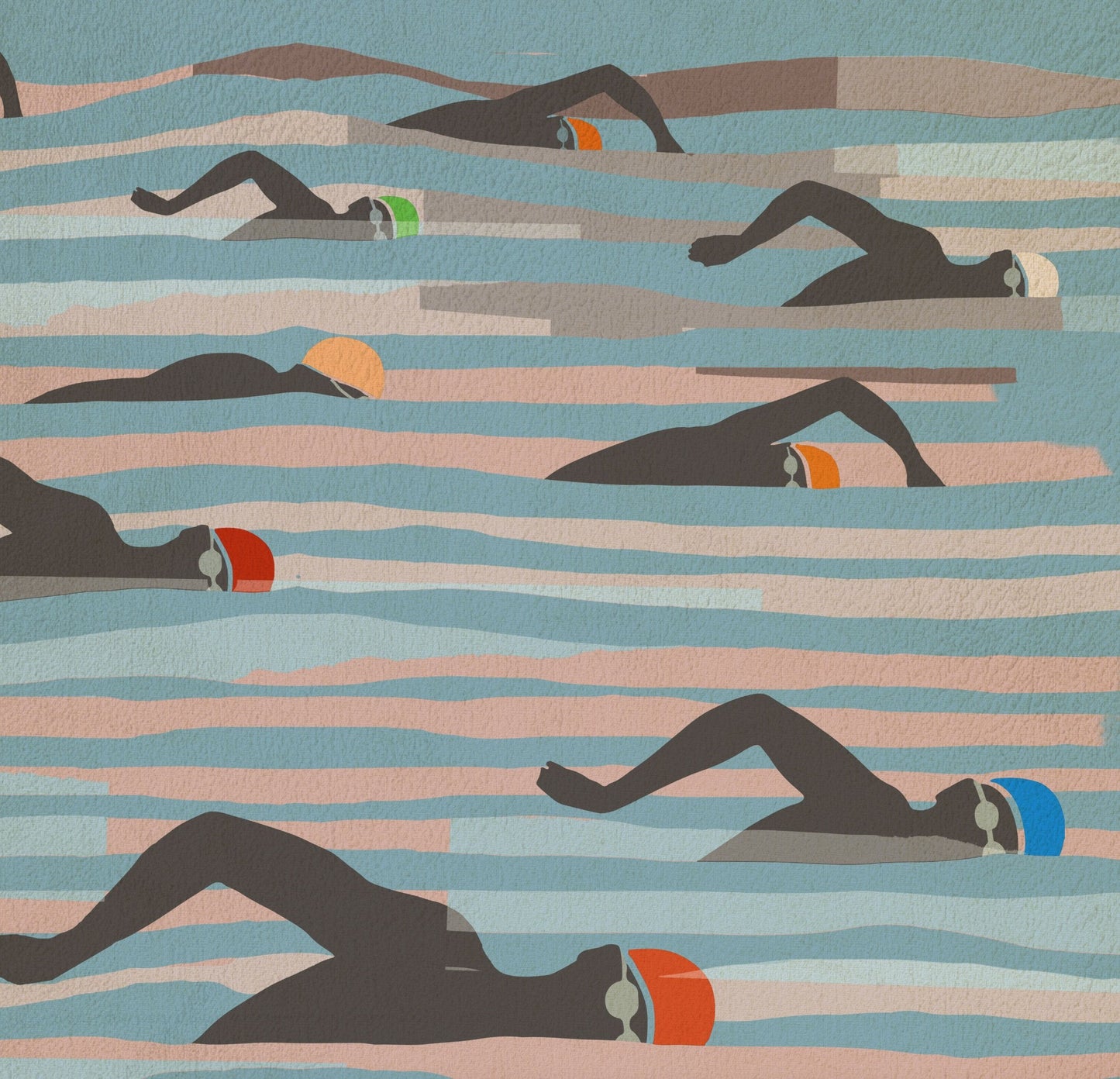 open water swimming poster print