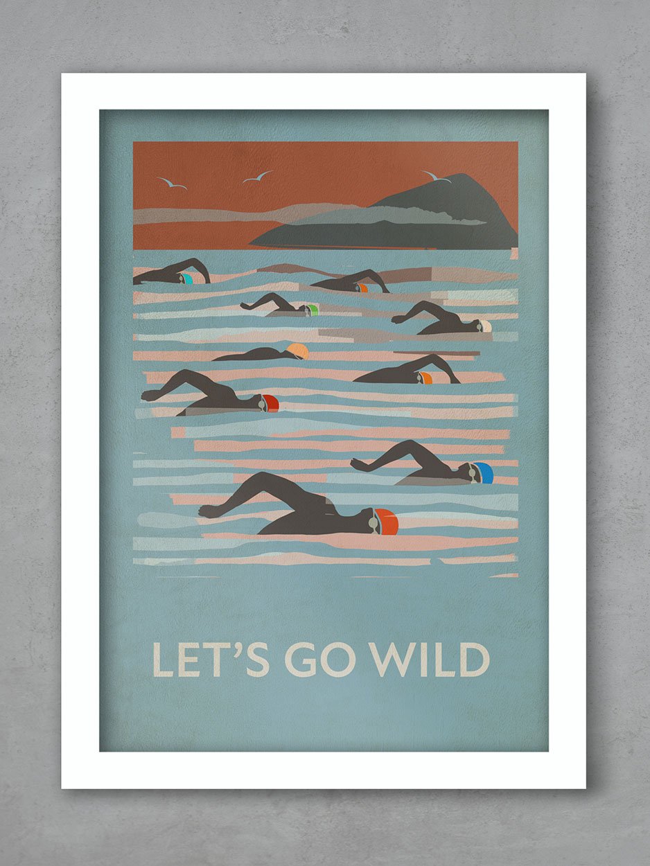 wild swimming retro poster