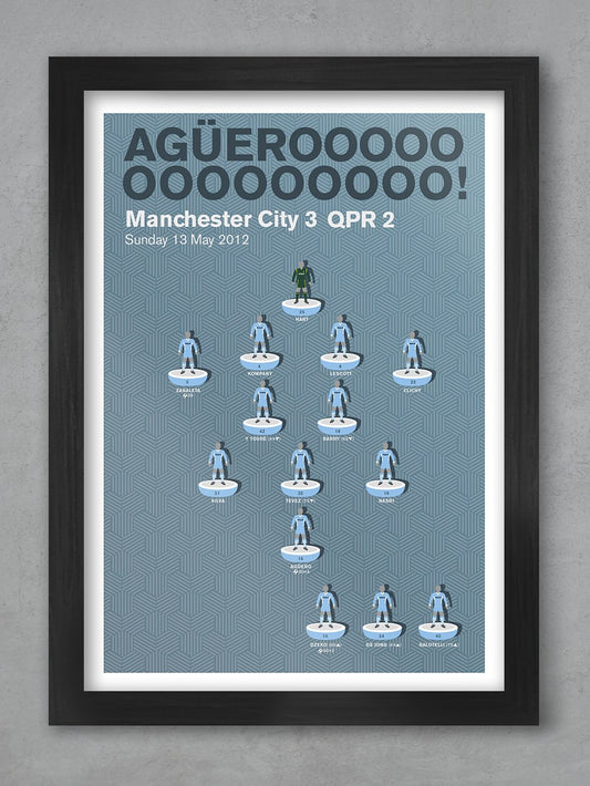 Man City 3 QPR 2 - Football Poster Print