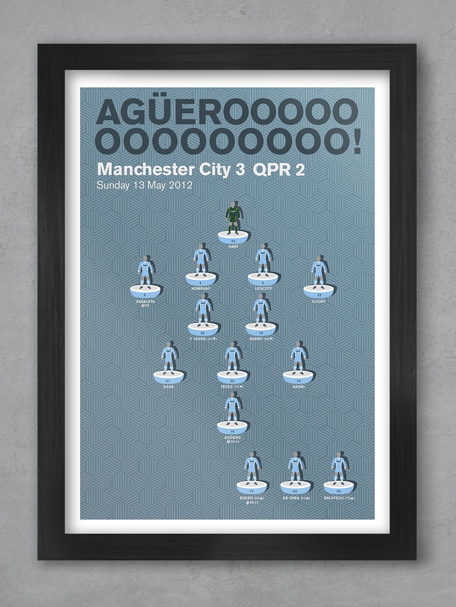 Man City 3 QPR 2 - Football Poster Print