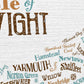 Isle of Wight graphic design map, retro style