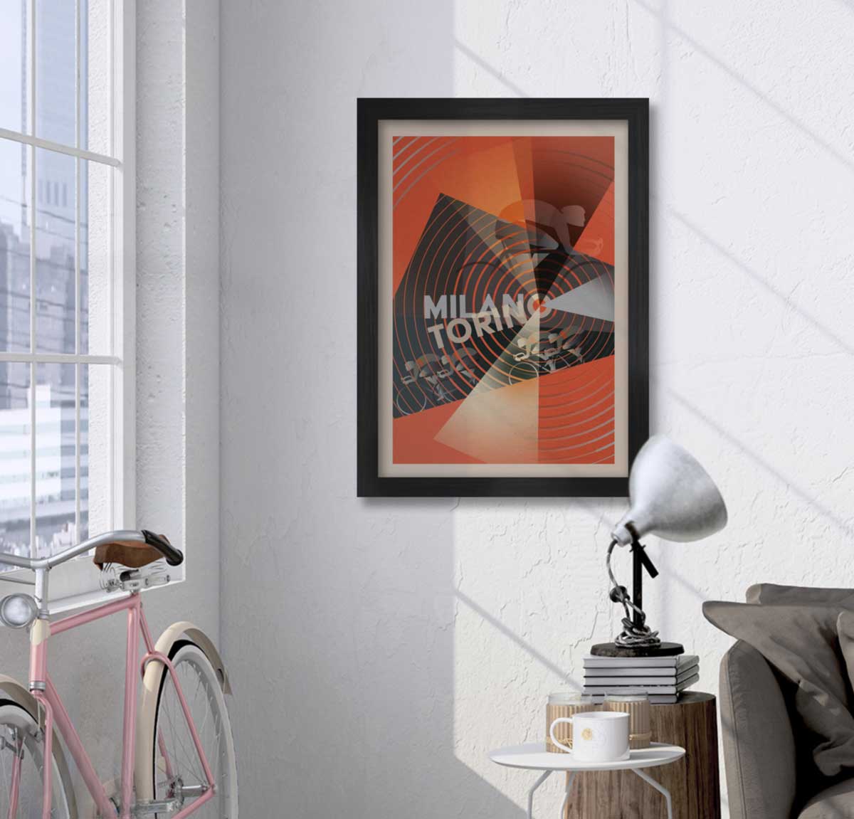 Milano Torino futurist style cycling print
