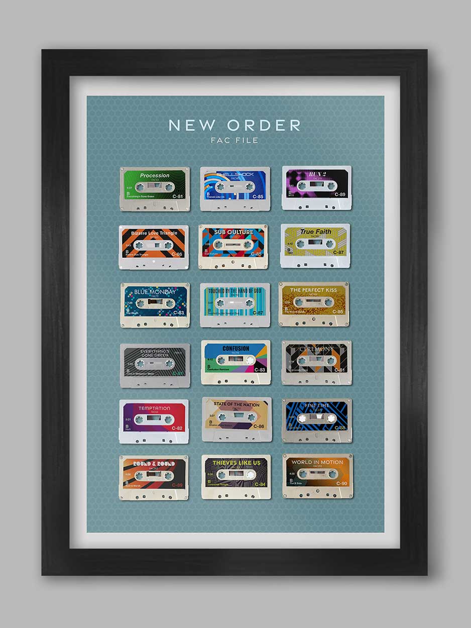 New Order poster, Factory Records single releases