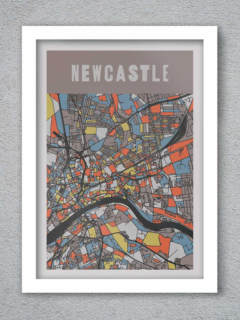 Newcastle map poster print