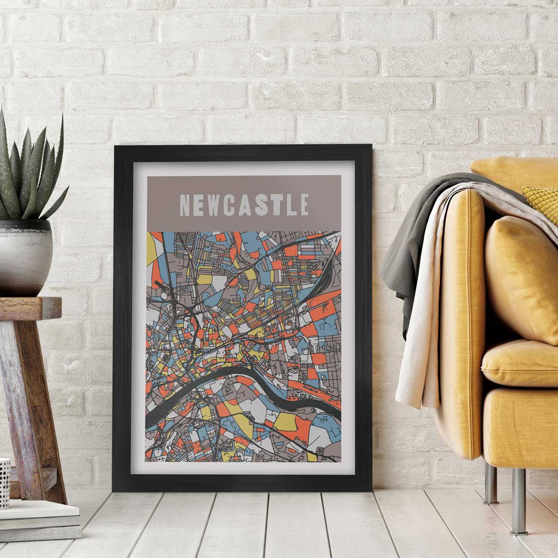 Newcastle street map style poster print
