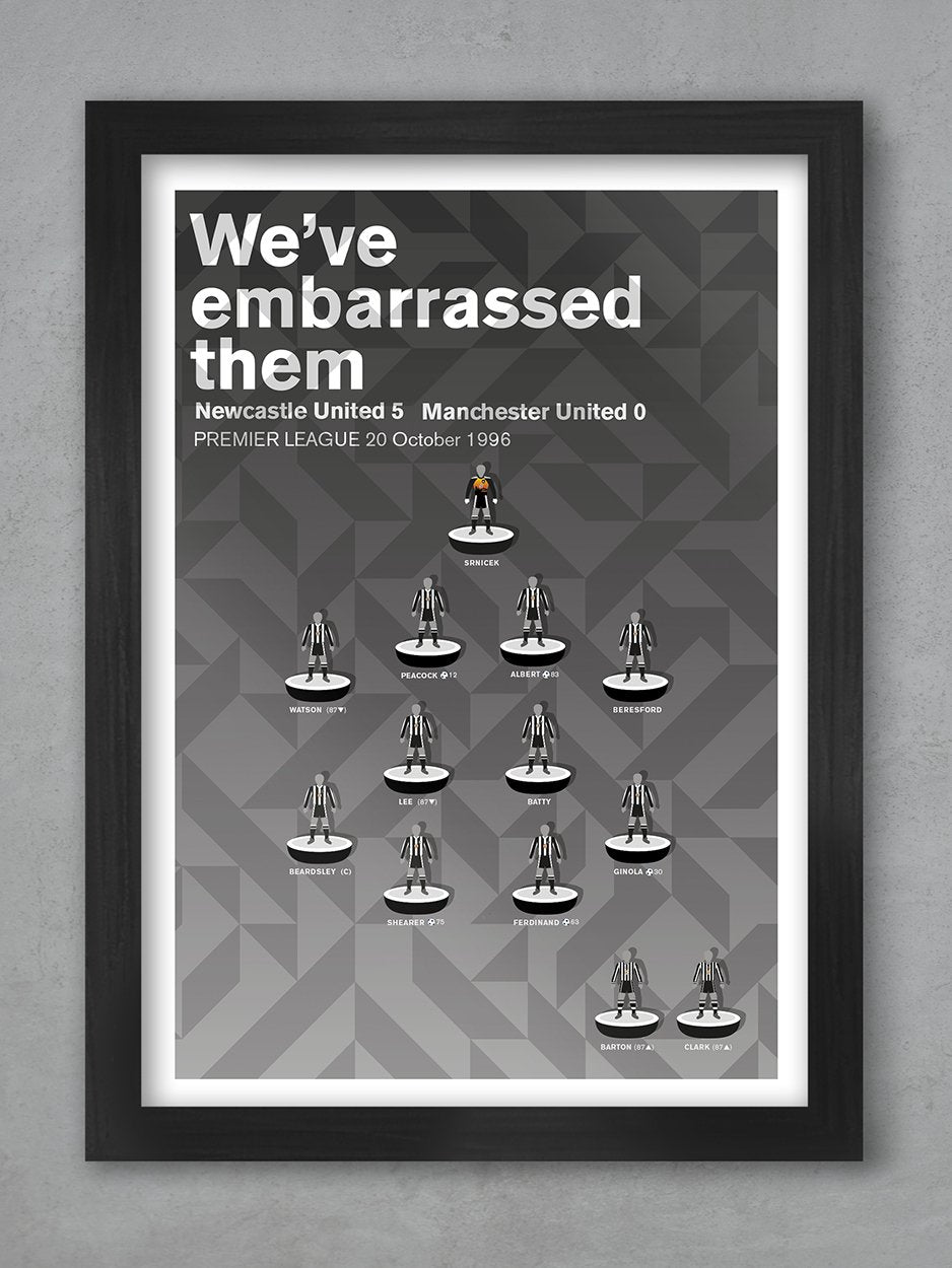 NEWCASTLE UNITED 5 Manchester United 0 - Football Poster Print