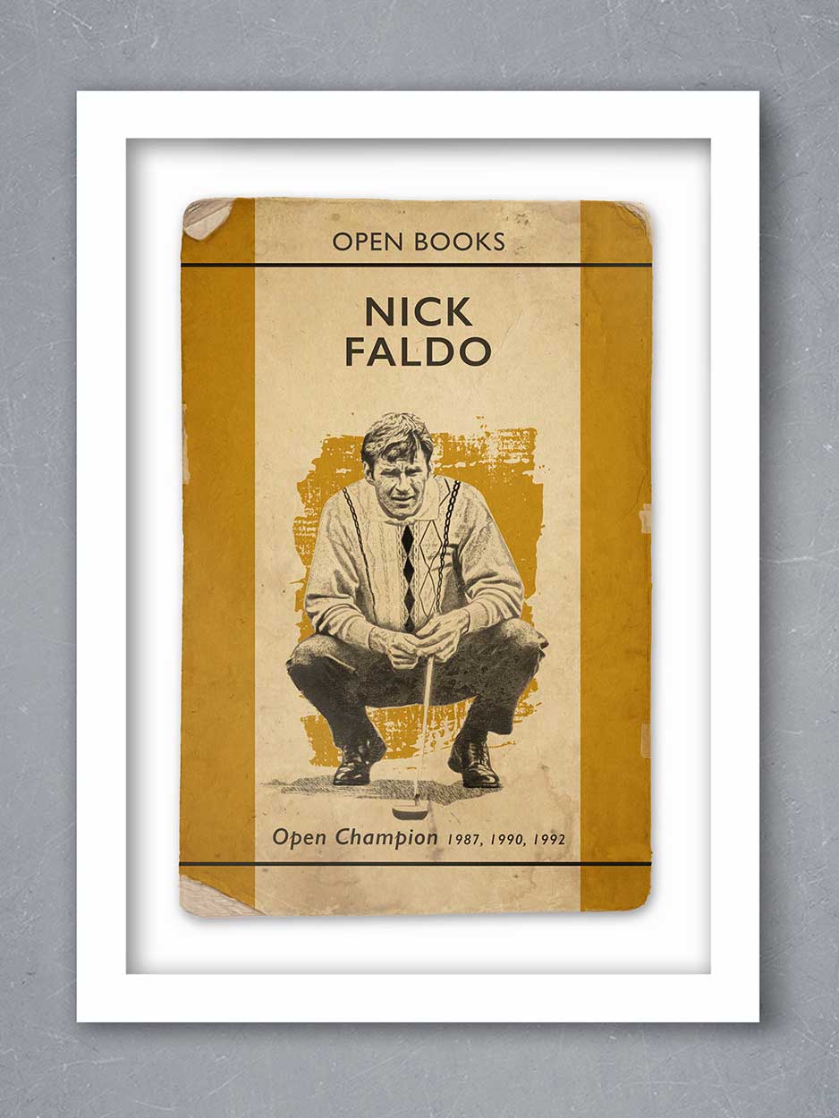 Nick Faldo retro style golf poster print book jacket theme
